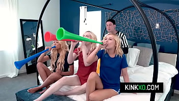 Soccer teen bffs fuck with pervy neighbor just to their debt