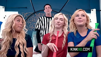 Soccer teen bffs fuck with pervy neighbor just to their debt