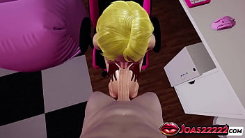 Sexy anime girl in red bikini and leotard animation intense gloryhole blowjob huge cock handjob service no hands blowjob with cum on face in honey select 2