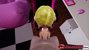 Sexy anime girl in red bikini and leotard animation intense gloryhole blowjob huge cock handjob service no hands blowjob with cum on face in honey select 2