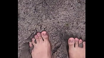 Barefeet grounding sensation in mud #barefeet #sensory #fun