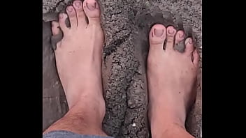 Barefeet grounding sensation in mud #barefeet #sensory #fun