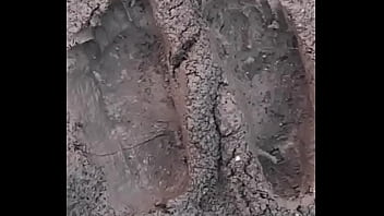 Barefeet grounding sensation in mud #barefeet #sensory #fun