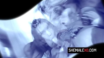 Two Stunning Trans Whores In Threesome Sex With A Lucky Stud thumbnail