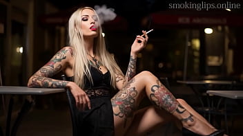 Smoke fetish smoking girl red lipstick ai movie