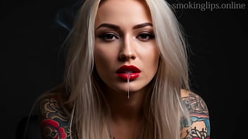 Smoke fetish smoking girl red lipstick ai movie