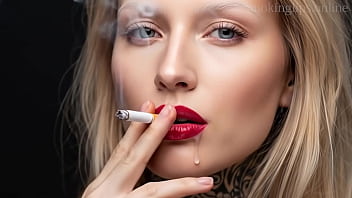 Smoke fetish smoking girl red lipstick ai movie