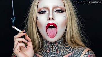 Smoke fetish smoking girl red lipstick ai movie