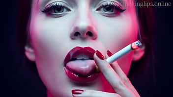 Smoke fetish smoking girl red lipstick ai movie