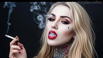 Smoke fetish smoking girl red lipstick ai movie