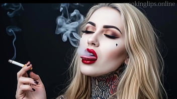 Smoke fetish smoking girl red lipstick ai movie