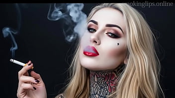 Smoke fetish smoking girl red lipstick ai movie