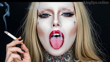 Smoke fetish smoking girl red lipstick ai movie