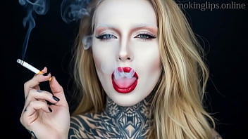 Smoke fetish smoking girl red lipstick ai movie