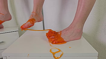Feet week alice klay playing with orange slime