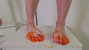 Feet week alice klay playing with orange slime