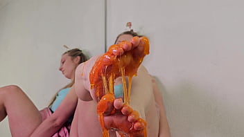 Feet week alice klay playing with orange slime