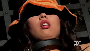 Busty model treats halloween rat Busty model treats halloween rat