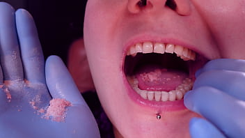 Popping candy teeth fetish and medical gloves arya grander