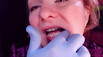 Popping candy teeth fetish and medical gloves arya grander