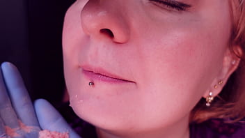 Popping candy teeth fetish and medical gloves arya grander