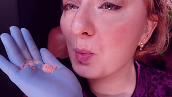 Popping candy teeth fetish and medical gloves arya grander