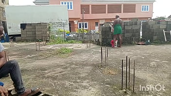 An african mum was feeling her self and her neighbor was peeping at her from the window