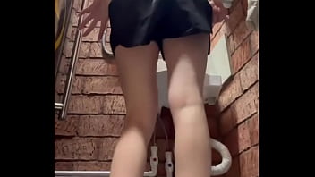 Public bathroom playtime in a public bathroom dressed in a black top and shorts i squat with my legs wide mas Public bathroom playtime in a public bathroom dressed in a black top and shorts i squat with my legs wide mas