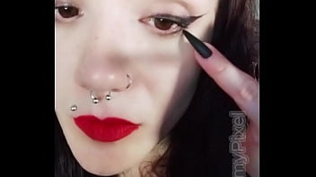 Backstage of a hot brunette