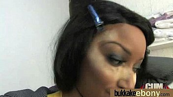 First time ebony with a group of white dicks 22