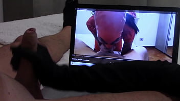 Preview Gift To My Biggest Handjob In Gloves While Is Watching One Of My Vids With Cumshot thumbnail