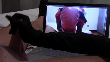 Preview gift to my biggest handjob in gloves while is watching one of my vids with cumshot