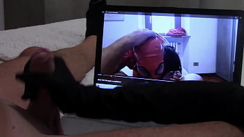 Preview Gift To My Biggest Handjob In Gloves While Is Watching One Of My Vids With Cumshot thumbnail