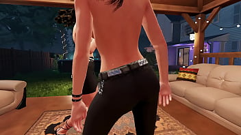 House party threesome with brunettes