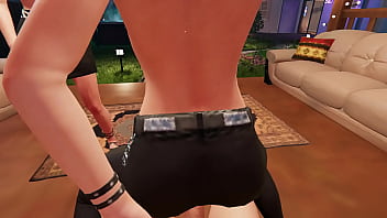 House party threesome with brunettes