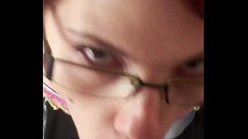 Glassed up karla rose drops to her knees locking eyes in pov while sucking my wrapped cock with hungry force