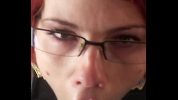 Glassed up karla rose drops to her knees locking eyes in pov while sucking my wrapped cock with hungry force