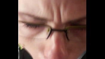 Glassed up karla rose drops to her knees locking eyes in pov while sucking my wrapped cock with hungry force