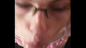 Glassed up karla rose drops to her knees locking eyes in pov while sucking my wrapped cock with hungry force