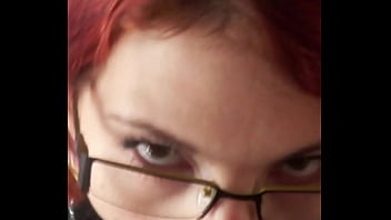 Glassed up karla rose drops to her knees locking eyes in pov while sucking my wrapped cock with hungry force