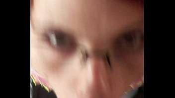 Glassed up karla rose drops to her knees locking eyes in pov while sucking my wrapped cock with hungry force