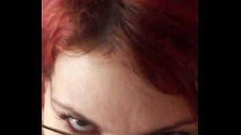 Glassed up karla rose drops to her knees locking eyes in pov while sucking my wrapped cock with hungry force