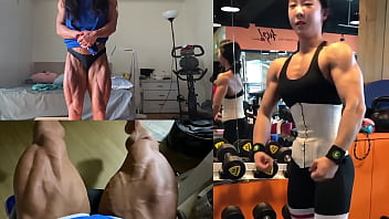 Asian Muscle Girl Flexing And Working Out thumbnail