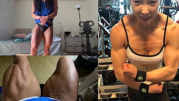 Asian Muscle Girl Flexing And Working Out thumbnail