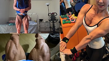 Asian Muscle Girl Flexing And Working Out thumbnail