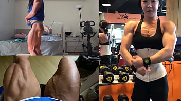 Asian Muscle Girl Flexing And Working Out thumbnail