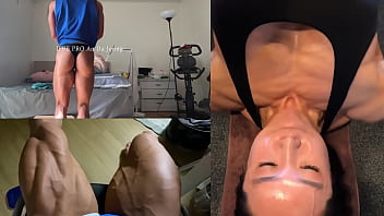Asian muscle girl flexing and working out