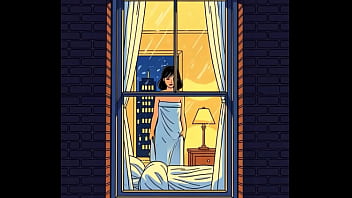 Ai voyeur watches his neighbor through the window Ai voyeur watches his neighbor through the window