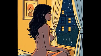 Ai voyeur watches his neighbor through the window Ai voyeur watches his neighbor through the window