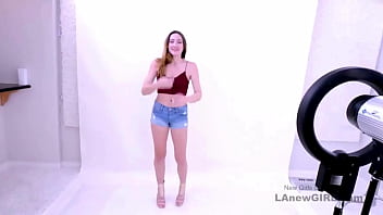 Smoking hot brunette queen got seduced by the producer